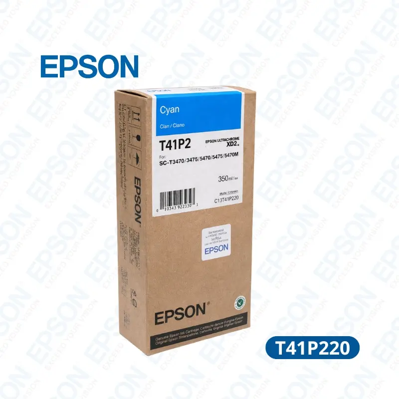 Tinta Liquida Epson T41P220 Cyan 350ml UltraChrome XD2 (T41P520/T41P5) Rendimiento 14,000 paginas.