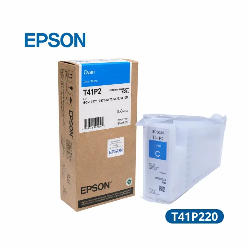 Tinta Liquida Epson T41P220 Cyan 350ml UltraChrome XD2 (T41P520/T41P5) Rendimiento 14,000 paginas.