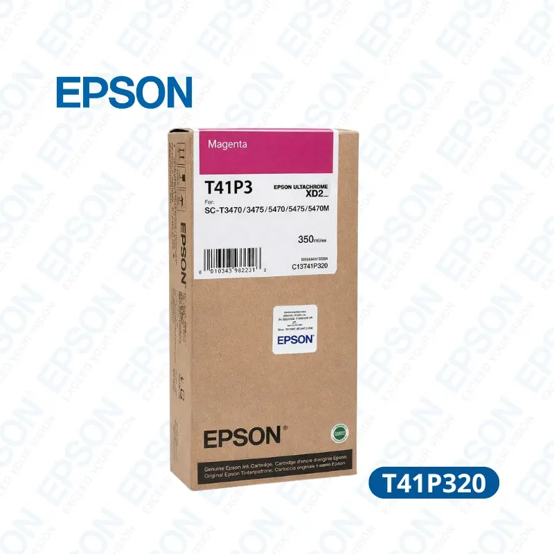 Tinta Liquida Epson T41P320 Magenta 350ml UltraChrome XD2 (T41P520/T41P5) Rendimiento 14,000 paginas.