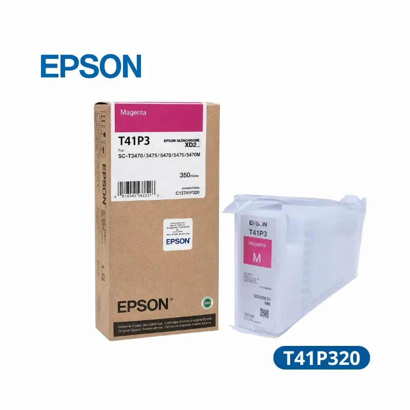 Tinta Liquida Epson T41P320 Magenta 350ml UltraChrome XD2 (T41P520/T41P5) Rendimiento 14,000 paginas.