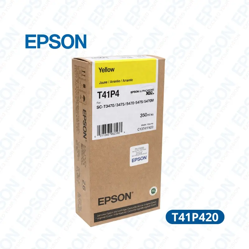 Tinta Liquida Epson T41P420 yellow 350ml UltraChrome XD2 (T41P520/T41P5) Rendimiento 14,000 paginas.