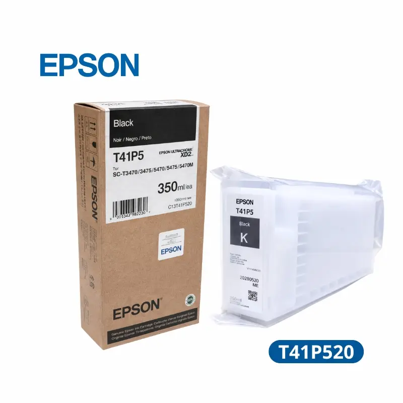 Tinta Liquida Epson T41P520 Negra 350ml UltraChrome XD2 (T41P520/T41P5) Rendimiento 14,000 paginas.