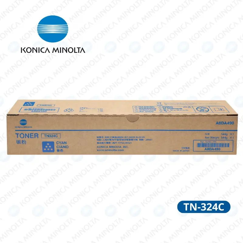 Toner Konica Minolta TN-324C (A8DA430) Bizhub C258 Rendimiento 26,000 páginas.