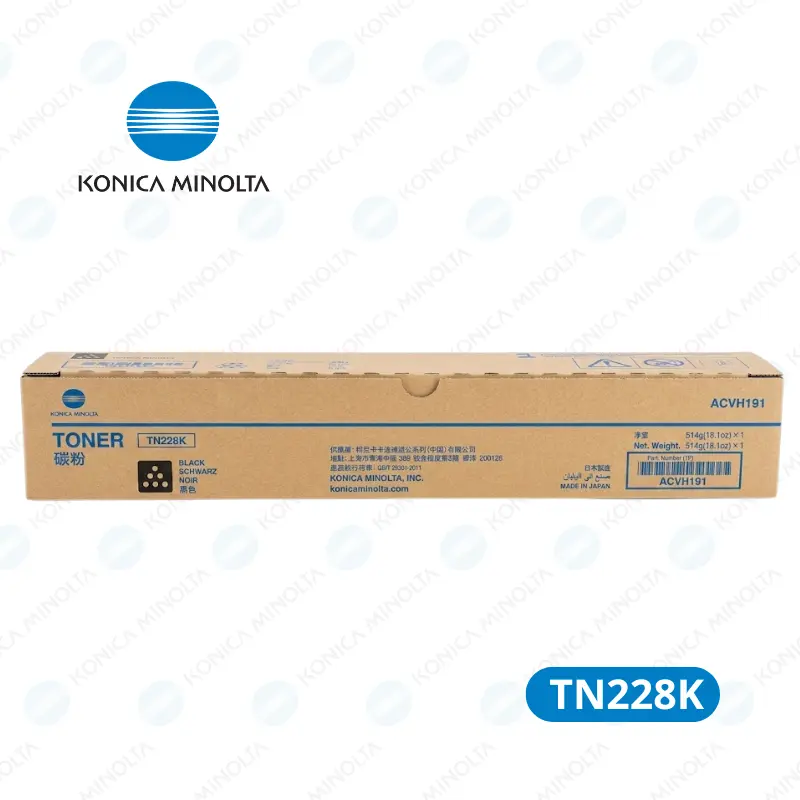 Toner Konica Minolta TN-228K (ACVH191) Bizhub C258 Rendimiento 24,000 páginas.
