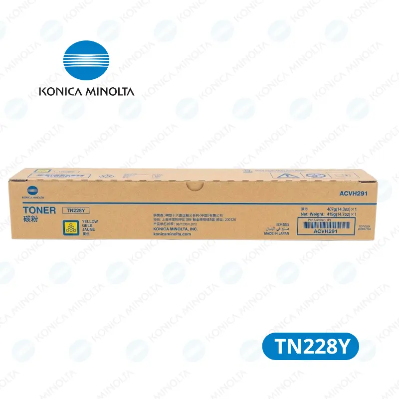 Toner Konica Minolta TN-228Y (ACVH291) Bizhub C258 Rendimiento 28,000 páginas.
