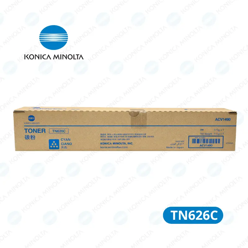 Toner Konica Minolta TN626C (ACV1490) Cyan Bizhub C450i Rendimiento 28,000 páginas.