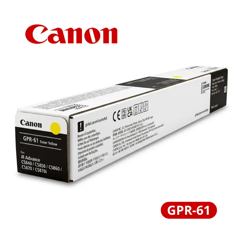 Toner Canon GPR-61 Yellow Para imageRUNNER DX: C5870i/C5860i 60,000 Paginas.