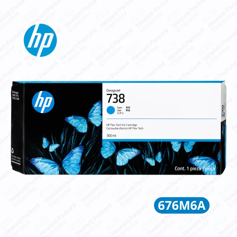 Cartucho de Tinta HP 738 (676M6A) 300ml Cyan DesignJet T850, T950 Original 5,000 Paginas.