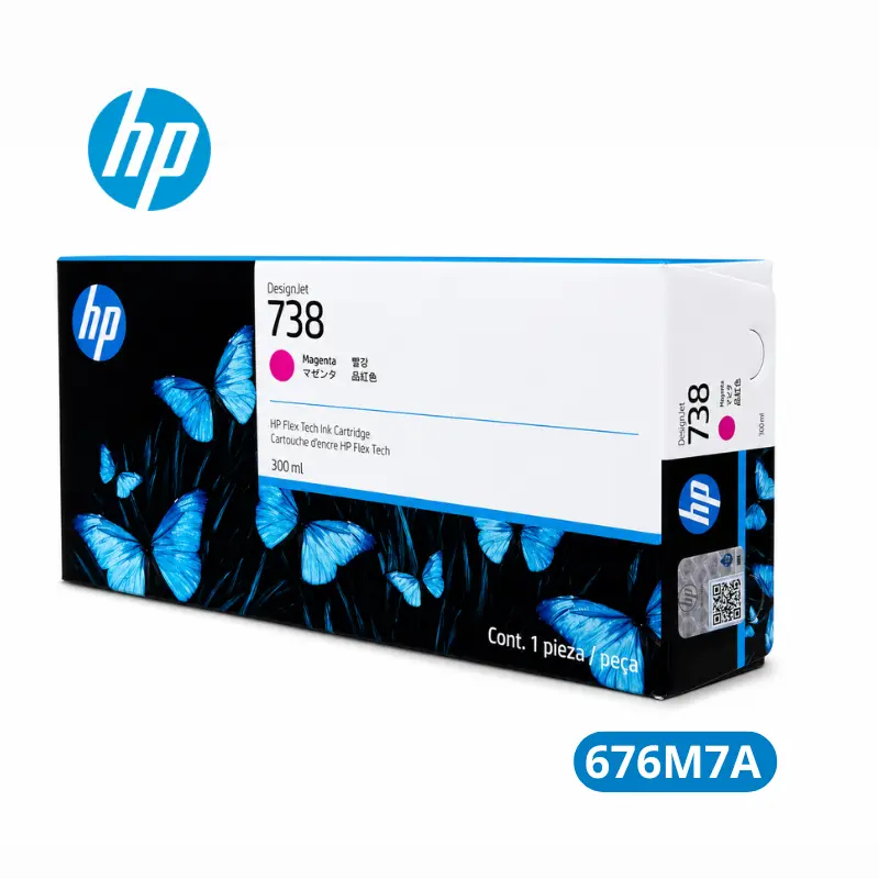Cartucho de Tinta HP 738 (676M7A) 300ml Magenta DesignJet T850, T950 Original 5,000 Paginas.