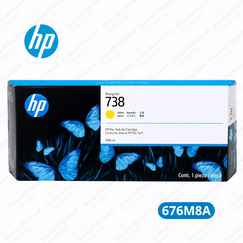 Cartucho de Tinta HP 738 (676M8A) 300ml Yellow DesignJet T850, T950 Original 5,000 Paginas.