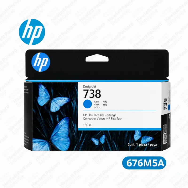 Cartucho de Tinta HP 738 (676M5A) 130ml Cyan DesignJet T850, T950 Original 2,160 Paginas.