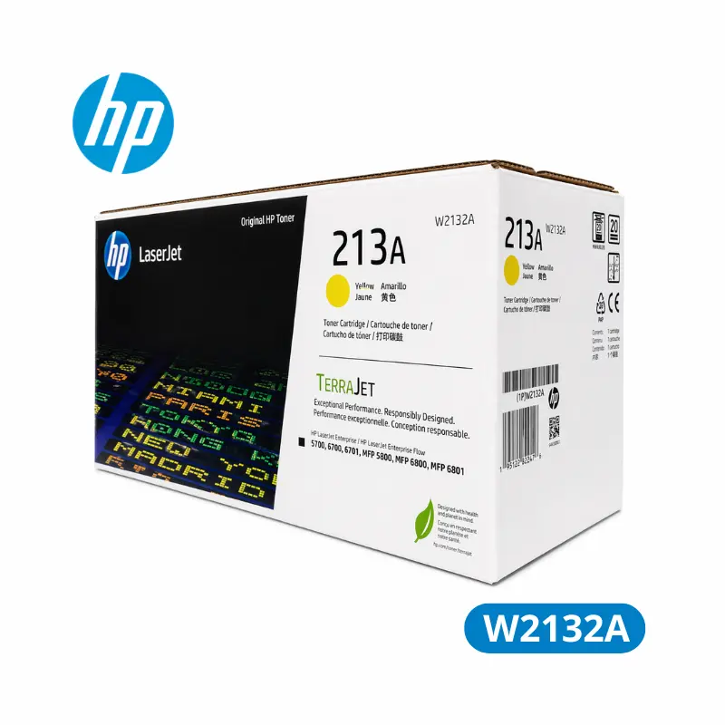Cartucho de Tóner HP W2132A (213A) Yellow LaserJet Enterprise 5700dn, 6700dn Original 3,000 Paginas.