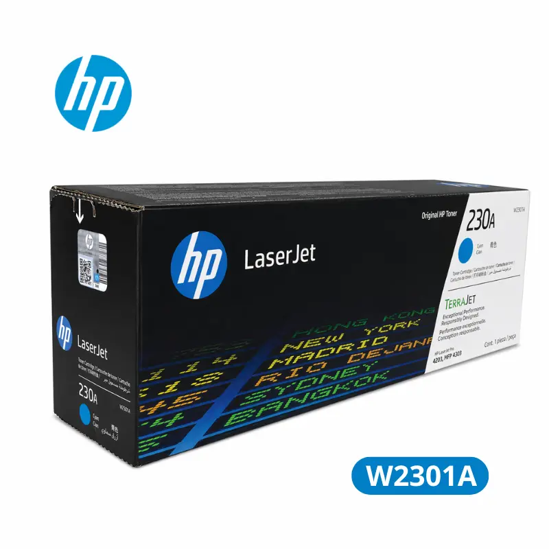 Cartucho de Tóner HP W2301A (230A) Cyan LaserJet Pro 4203dn, 4203dw Original 1,800 Paginas.