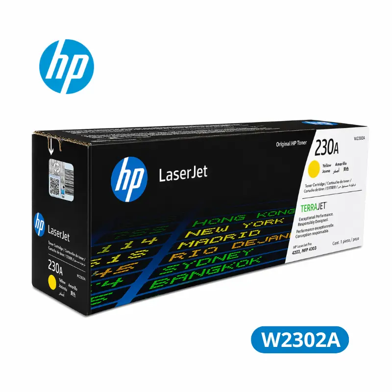 Cartucho de Tóner HP W2302A (230A) Yellow LaserJet Pro 4203dn, 4203dw Original 1,800 Paginas.
