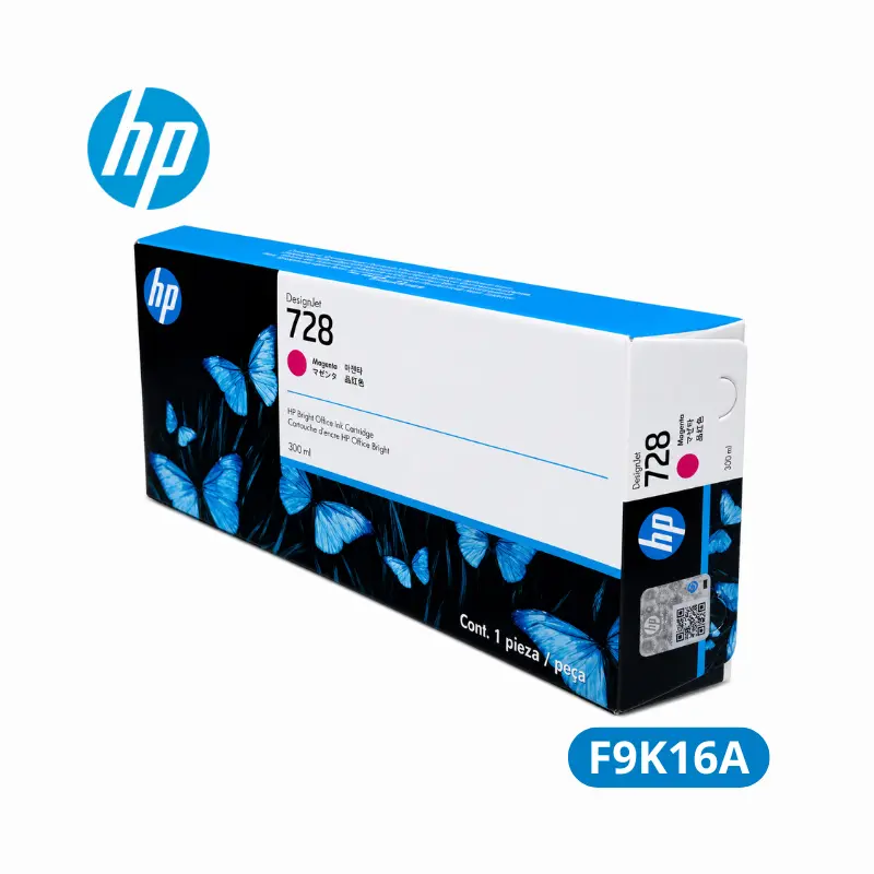 Cartucho de Tinta HP 728 (F9K16A) 300ml Magenta DesignJet T730 / T830 Original.