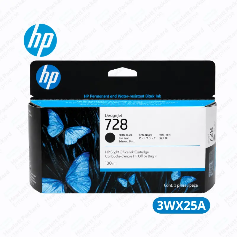 Cartucho de Tinta HP 728 (3WX25A) 130ml Negra DesignJet T730 / T830 Original.