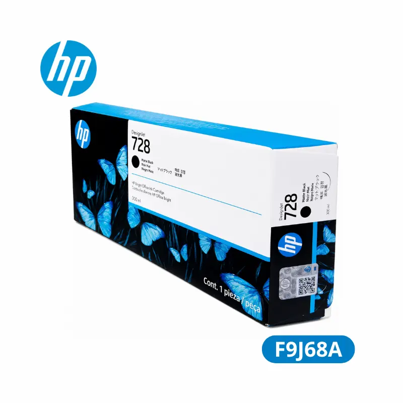 Cartucho de Tinta HP 728 (F9J68A) 300ml Negra DesignJet T730 / T830 Original.