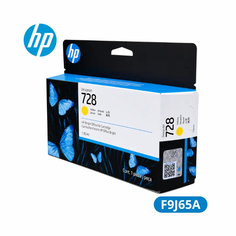 Cartucho de Tinta HP 728 (F9J65A) 130ml Yellow DesignJet T730 / T830 Original.