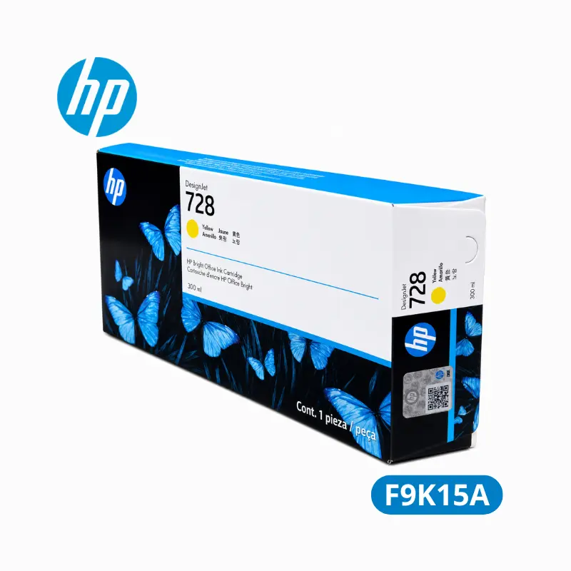 Cartucho de Tinta HP 728 (F9K15A) 300ml Yellow DesignJet T730 / T830 Original.