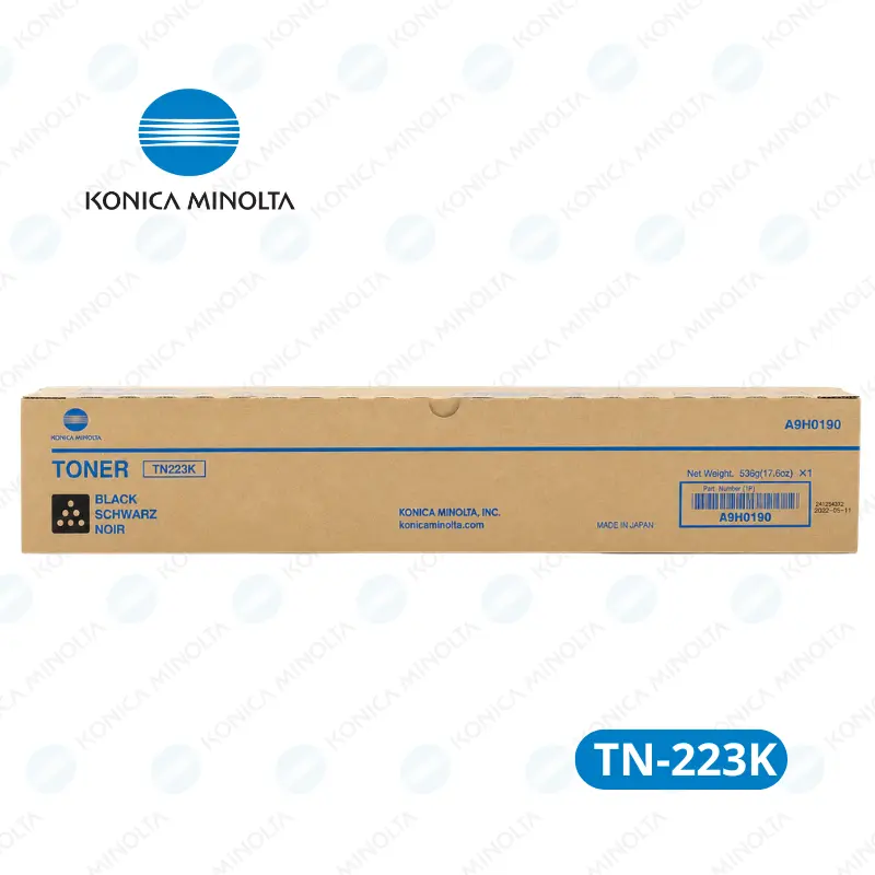 Toner Konica Minolta TN223K (A9H0190) Negro Bizhub C227 / C287 Rendimiento 24,000 páginas.