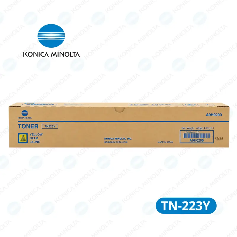 Toner Konica Minolta TN223Y (A9H0290) Yellow Bizhub C227 / C287 Rendimiento 21,000 páginas.