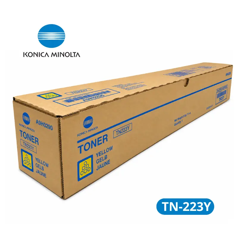 Toner Konica Minolta TN223Y (A9H0290) Yellow Bizhub C227 / C287 Rendimiento 21,000 páginas.