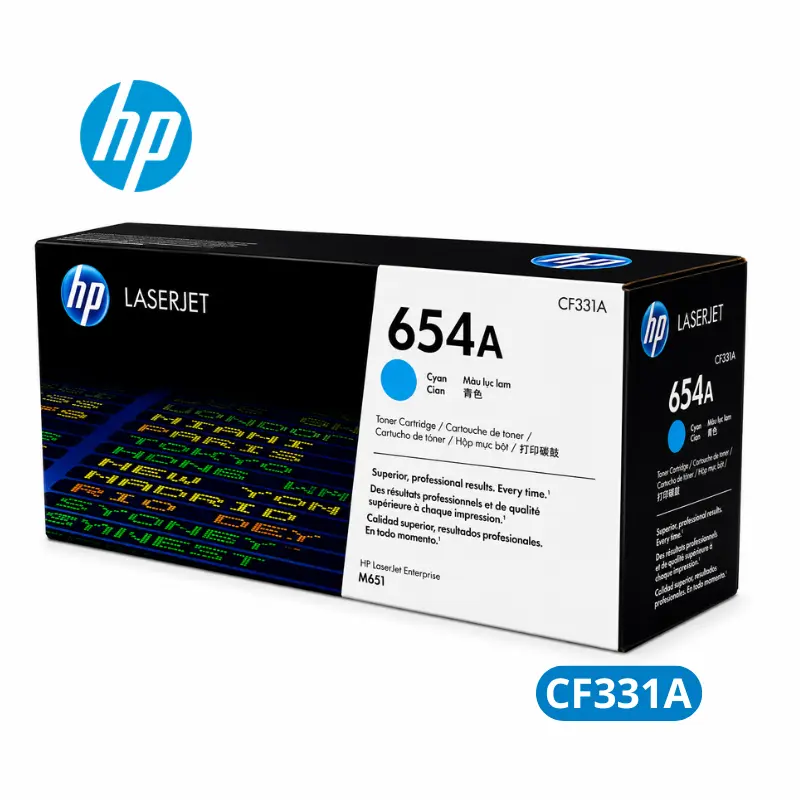 Cartucho de Tóner HP 654A (CF331A) Cyan LaserJet Enterprise M651n, M651dn, M651xh Original 15,000 Paginas.