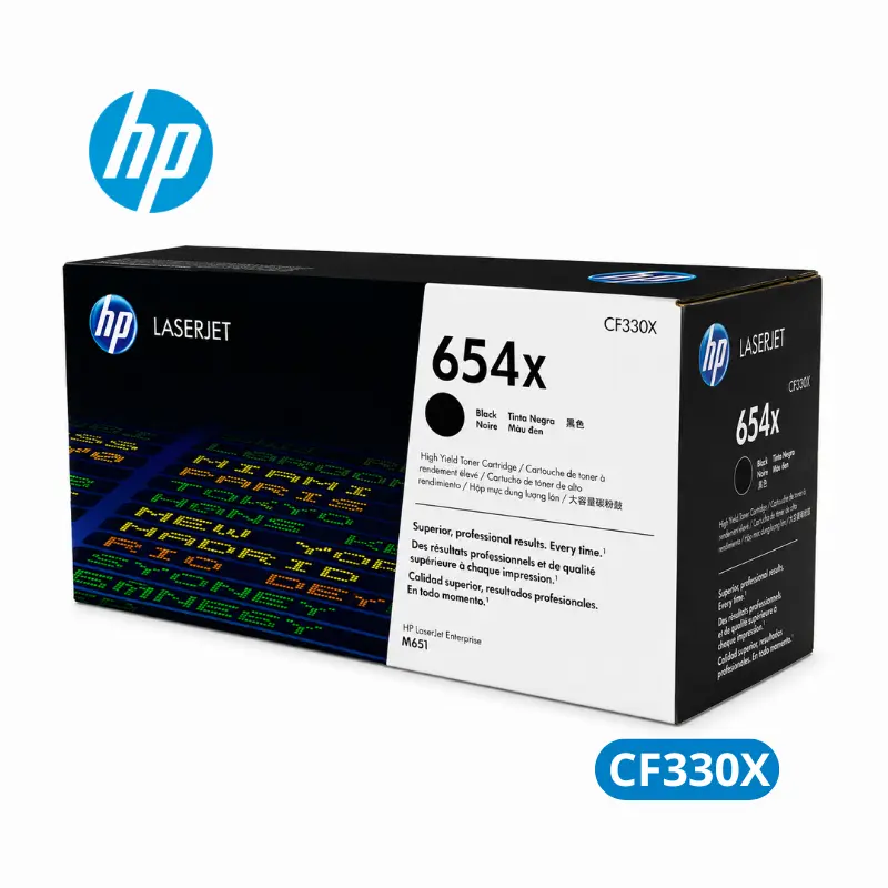 Cartucho de Tóner HP 654X (CF330X) Negro LaserJet Enterprise M651n, M651dn, M651xh Original 20,500 Paginas.