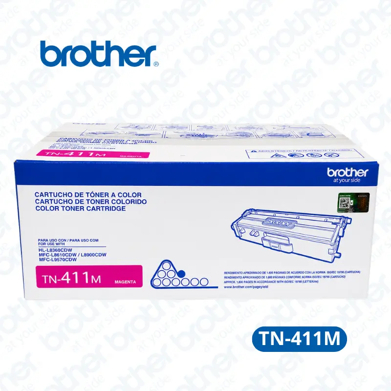 Toner Brother TN-411M Magenta Para HL-L8260CDW, HL-L8360CDW / MFC-L8610CDW, MFC-L8900CDW, MFC-L9570CDW 1,800 paginas.