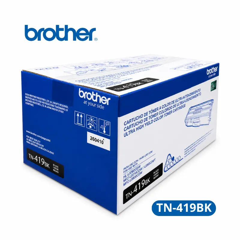 Toner Brother TN-419BK Negro Para HL-L8260CDW, HL-L8360CDW, / MFC-L8900CDW, MFC-L9570CDW/CDWT. 9,000 paginas.