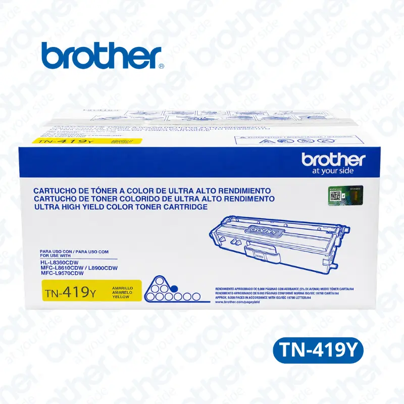 Toner Brother TN-419Y Yellow Para HL-L8260CDW, HL-L8360CDW, / MFC-L8900CDW, MFC-L9570CDW/CDWT. 9,000 paginas.
