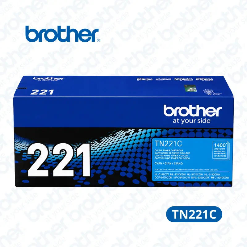 Toner Brother TN-221C Cyan Para HL-3140CW, HL-3170CDW, / MFC-9130CW, DCP-9040CN. 1,400 paginas.