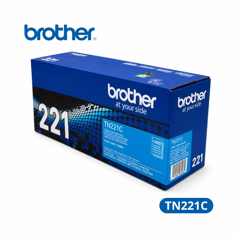 Toner Brother TN-221C Cyan Para HL-3140CW, HL-3170CDW, / MFC-9130CW, DCP-9040CN. 1,400 paginas.