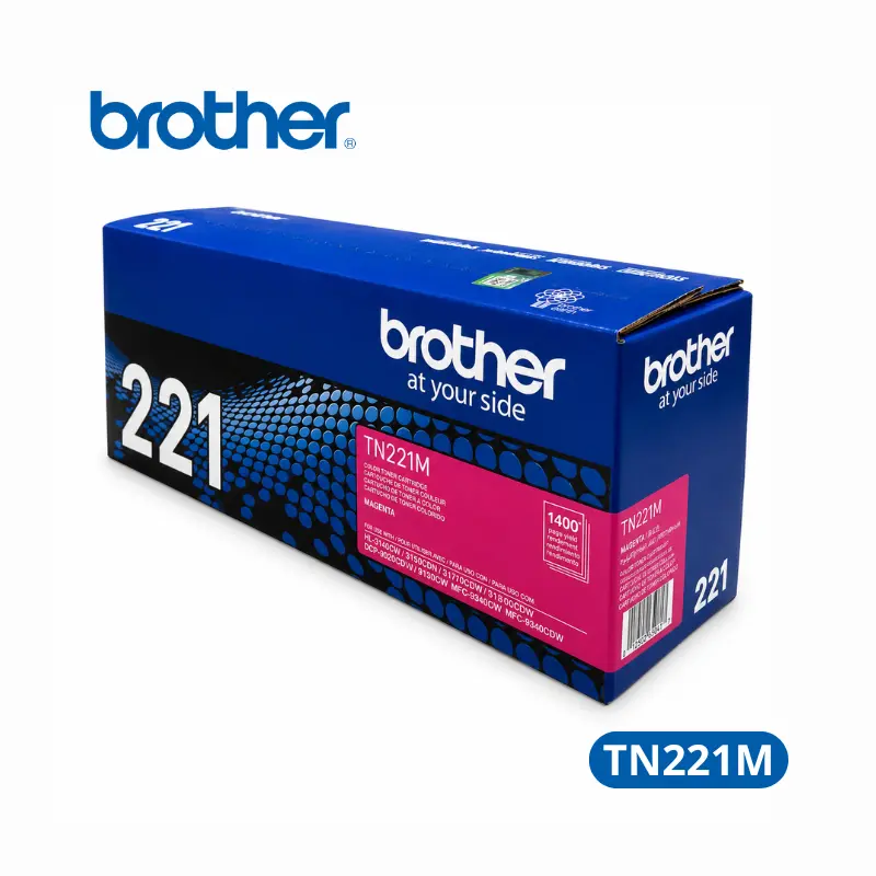 Toner Brother TN-221M Magenta Para HL-3140CW, HL-3170CDW, / MFC-9130CW, DCP-9040CN. 1,400 paginas.