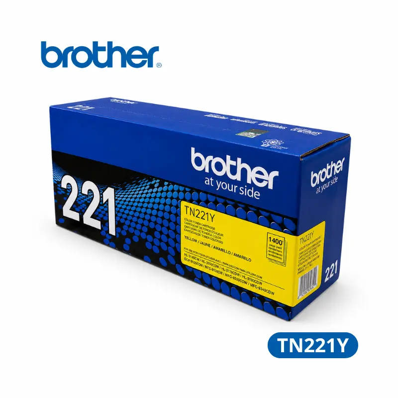 Toner Brother TN-221Y Yellow Para HL-3140CW, HL-3170CDW, / MFC-9130CW, DCP-9040CN. 1,400 paginas.