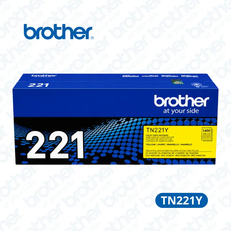 Toner Brother TN-221Y Yellow Para HL-3140CW, HL-3170CDW, / MFC-9130CW, DCP-9040CN. 1,400 paginas.