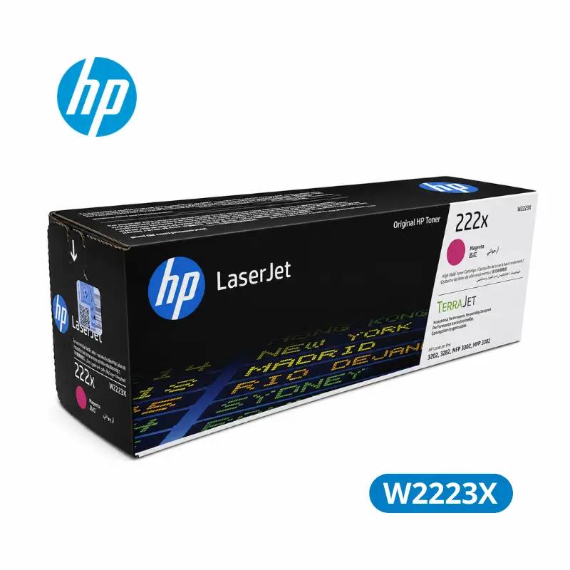 Cartucho de Tóner HP 222X (W2223X) Magenta LaserJet Pro 3201, 3203dn, 3203dw 3204dw, 3288dn, 3288dw. Original 2,500 Paginas.