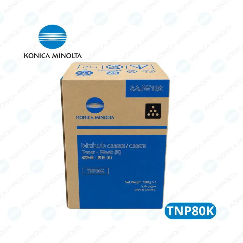 Toner Konica Minolta TNP80K (AAJW192) Negro - Konica Minolta bizhub C3320i /bizhub C3321i Rendimiento 13,000 páginas.