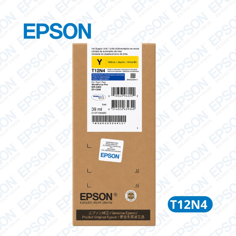 Tinta Epson T12N4 Yellow (T12N400) Epson WorkForce Pro EP-C800 / EM-C800 5,000 páginas.