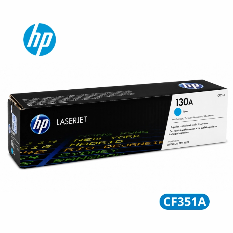 Cartucho de Tóner HP 130A Cyan (CF351A) HP Color LaserJet Pro MFP M176n / M177fw - Original 1,000 Paginas.