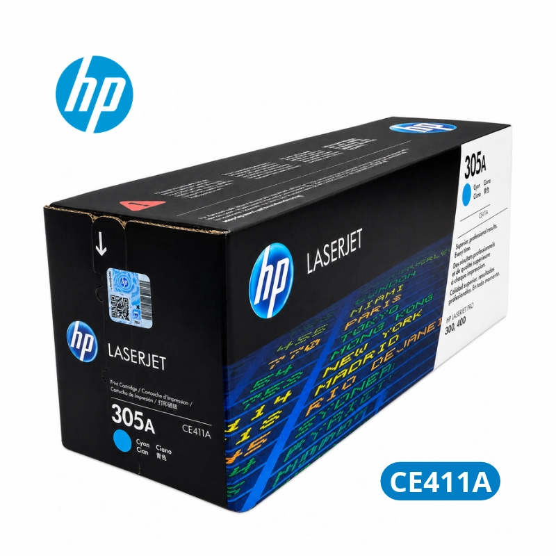 Cartucho de Tóner HP 305A Cyan (CE411A) HP Color LaserJet Pro M351a / MFP M475dn / M475dw - Original 2,600 Paginas.