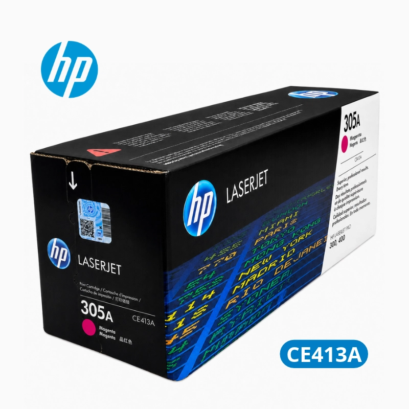 Cartucho de Tóner HP 305A Magenta (CE413A) HP Color LaserJet Pro M351a / MFP M475dn / M475dw - Original 2,600 Paginas.